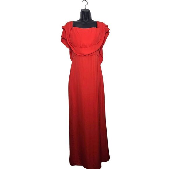 Parker Black Dress Size 2 Helen Silk Red Gown Long Flowy Prom - Picture 2 of 6